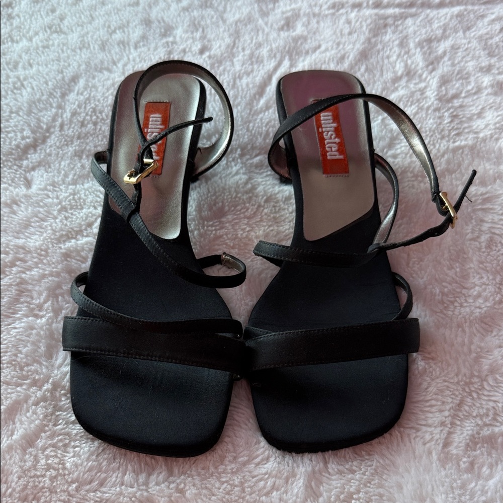 black strappy block heel sandals by Unlisted a Kenneth Cole production